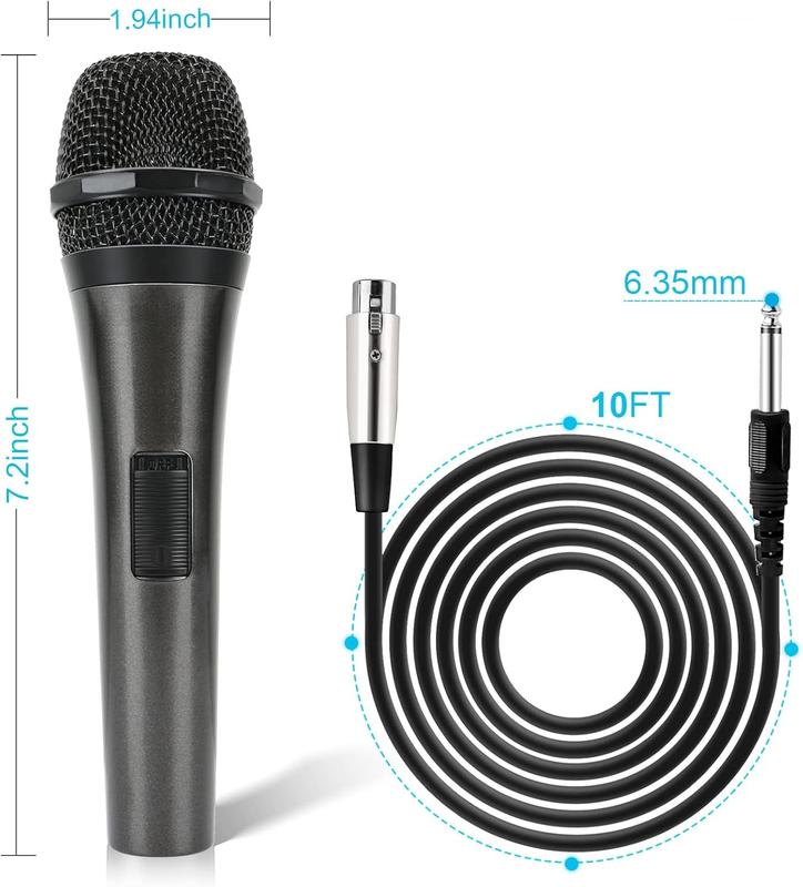 Dynamic Karaoke Microphone for Singing, Vocal Wired Microphone for Karaoke, Handheld Mic with 10 Ft , Mics for Speaker with ON Off