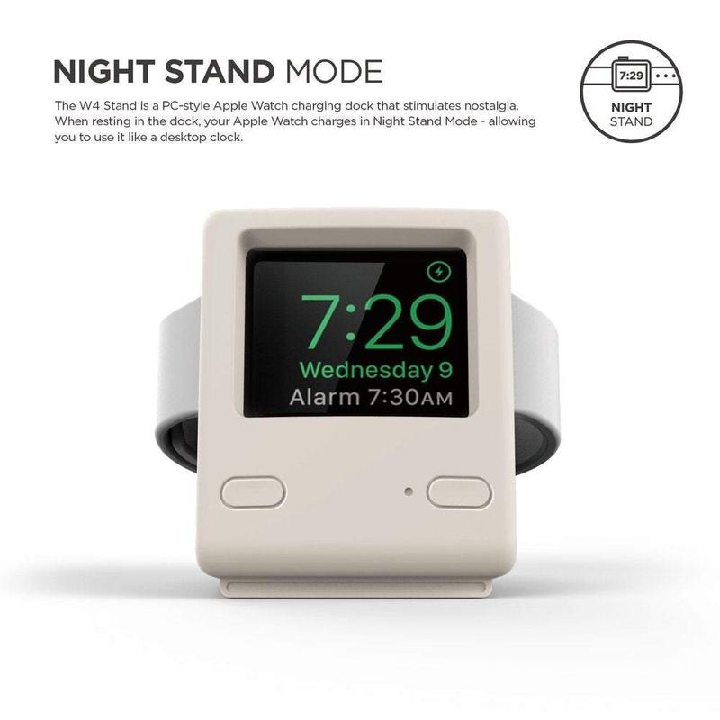 W4 Charging Stand for Apple Watch Series 1-9 - Retro Design, Durable Silicone Charger Accessory [2 Colors]