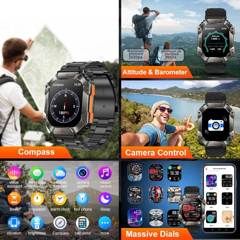 2.0 Inch Touch Screen Smart Watch, Fashion Digital Watch with Multiple Sports Modes, Sports Tracker, Bluetooth-compatible Smart Watches for Android iOS