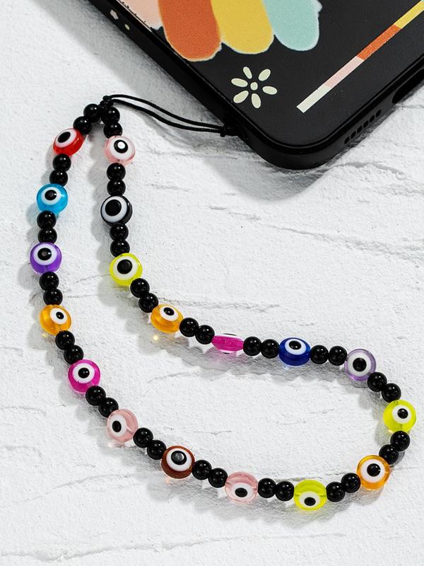 Cute Eyes Decor Beaded Keychain, Novelty Phone Charm Chain, Fashion Phone Chain for Women & Men, Trendy All-match & Exquisite Keychain for Birthday Gift