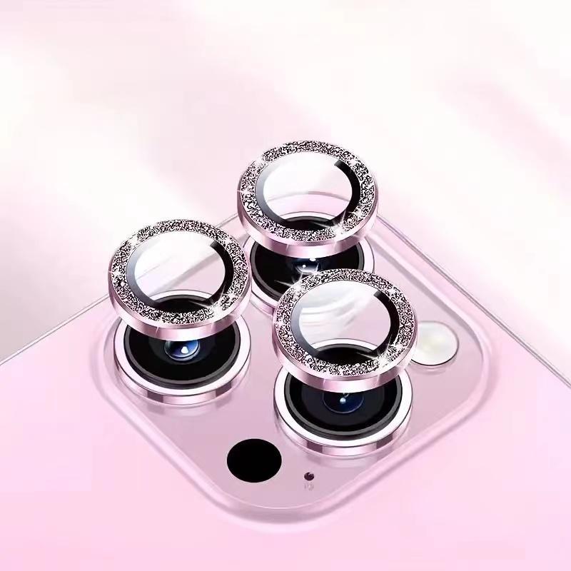 Glitter Ring Camera Lens Protector, Diamond-shaped Camera Lens Protective Film, Full Coverage Lens Cover Compatible With iPhone 16, 15, 14, iPhone 13, 12, 11 Series, Men Gifts