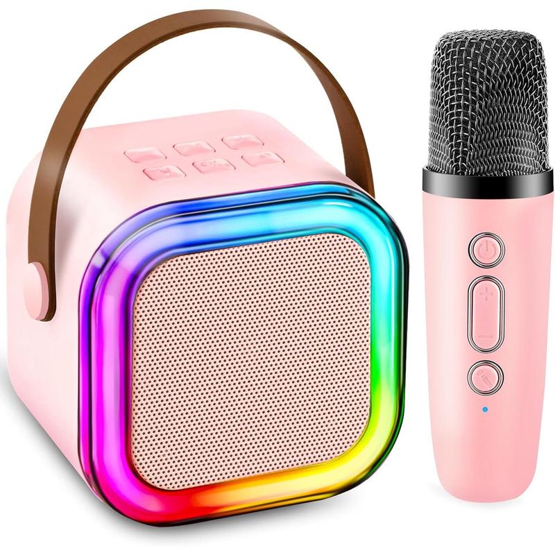 Karaoke Machine for  Adults,Portable Mini Singing  Karaoke Speaker with 1  Microphone,Birthday Gifts Party for Boys Teen Girls Ages 3-12+ Year Old(Pink)