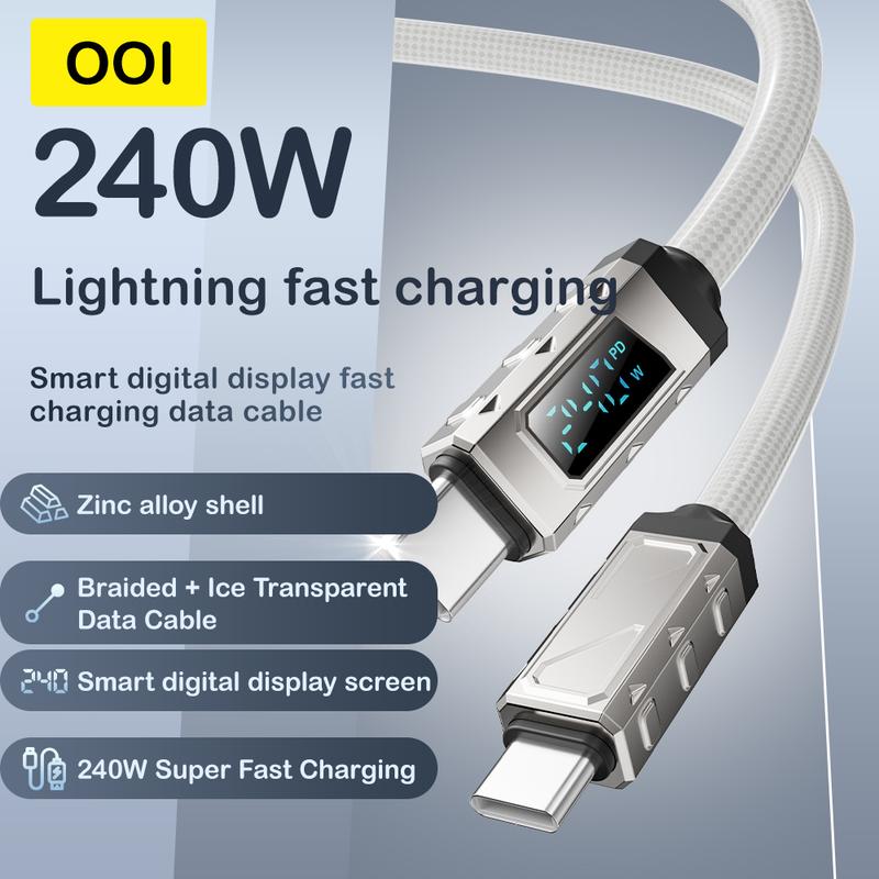 OOI 4 in 1 USBC  MAX 240W PD Fast Charging & Data Sync – USB-A, USB-C, and Lightning Compatible with iPhone 16 15