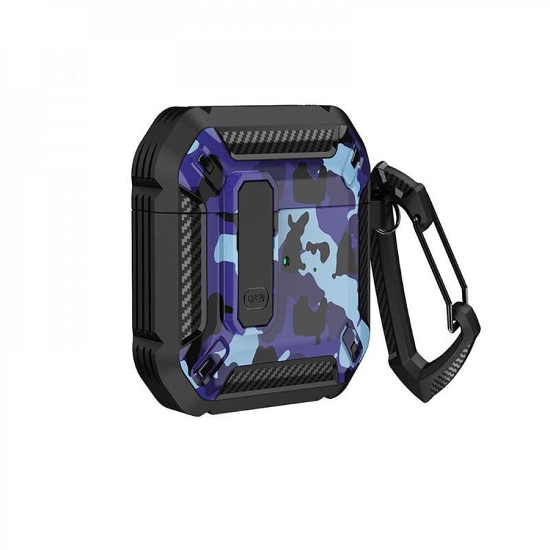 Premium Camo Design Strong Armor Hybrid Clip Lock Airpod Case Cover With Keychain Holder for Apple Airpod 2   1