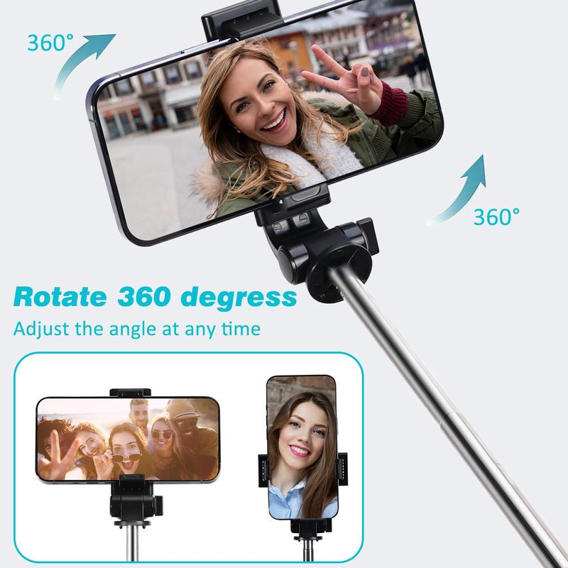 PRUNUS Q9 37.4in Extendable Selfie Stick Tripod with Detachable Remote Portable Selfie Tripod for iOS and Android Smartphones Accessories  Foldable Handheld Cellphone Remote Control