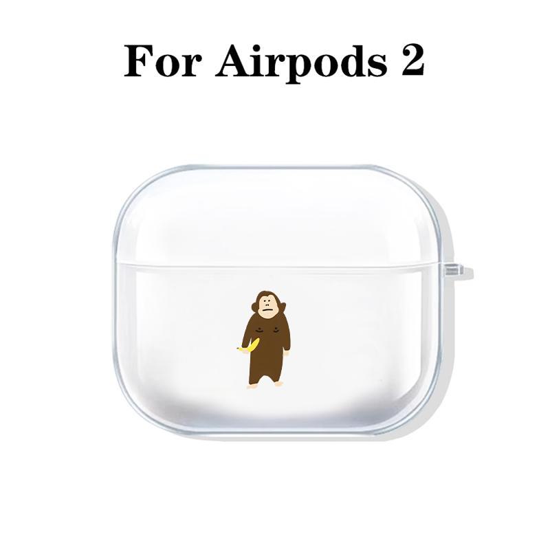 Cute Monkey Pattern Earphone Case with Hiking Buckle, Decorative Earphone Protector Cover, Earphone Accessories Compatible with AirPods 3 2 1