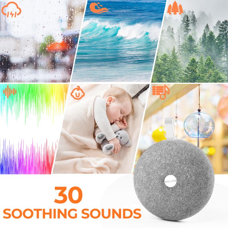 Sound Machine with 30 Soothing Sounds 16 Colors Night Light White Noise Machine for Adults Baby Kids Sleep Machines Memory Function Levels 3 Timers for Home Office Travel，Perfect Gift Christmas,Thanksgiving Day