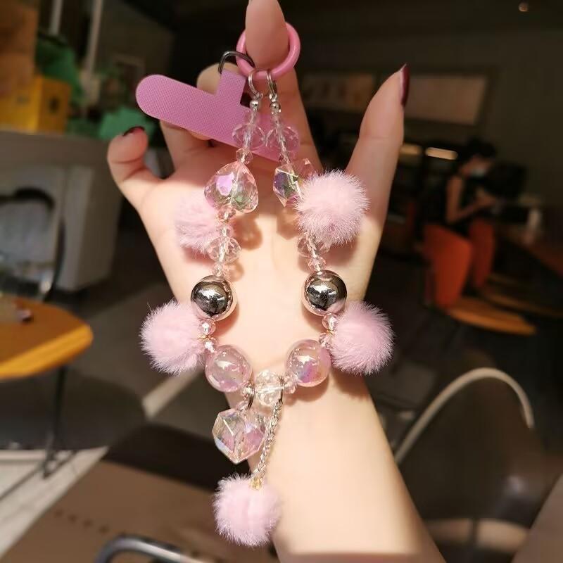 Cute Ball Beaded Phone Chain, 1 Count Fashionable Short Phone Lanyard, Mobile Phone Decoration Accessories for Women & Girls