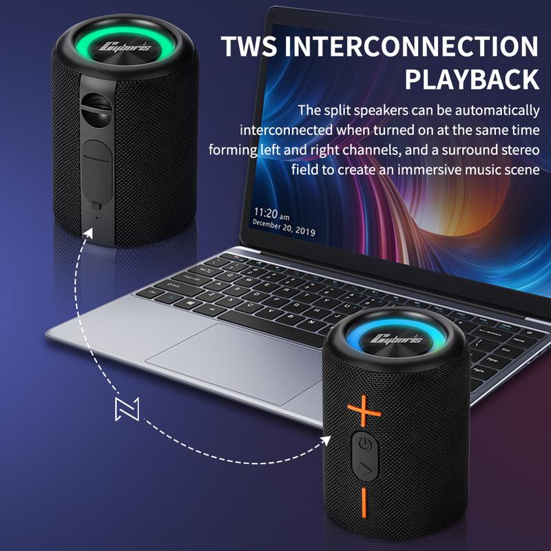 Cyboris S10 2 in 1 Portable Split Bluetooth Speaker, 20W High Volume Stereo,IPX6 Waterproof Split Wireless Speaker,  Bluetooth V5.3, 24 Hours Play Time, True Wireless Pairing, Perfect for Home, Outdoors or Travel, bt speaker Audio Smartphone king audio