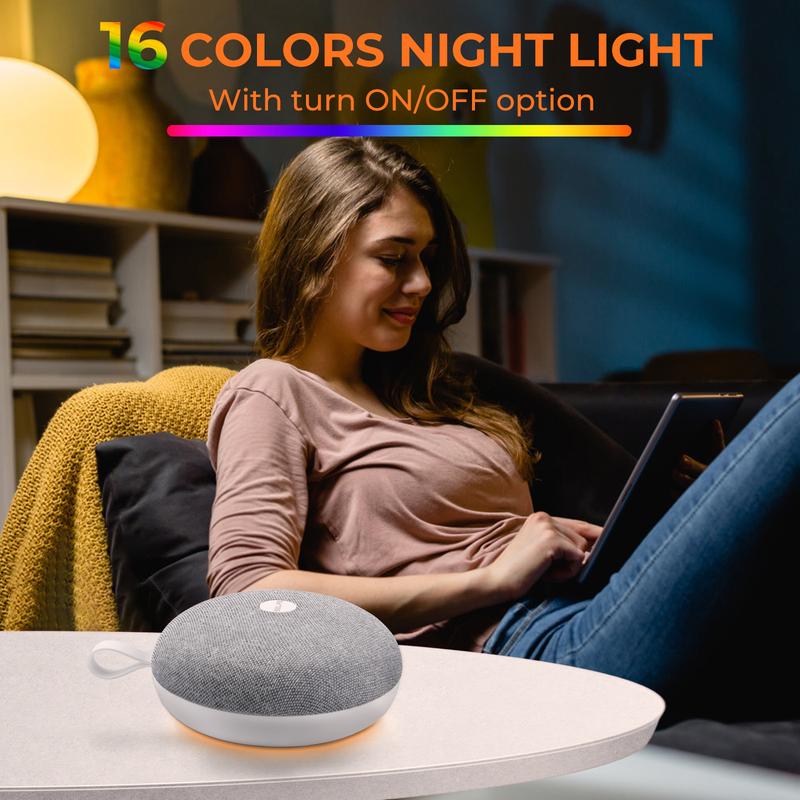 Sound Machine with 30 Soothing Sounds 16 Colors Night Light White Noise Machine for Adults Baby Kids Sleep Machines Memory Function Levels 3 Timers for Home Office Travel，Perfect Gift Christmas,Thanksgiving Day