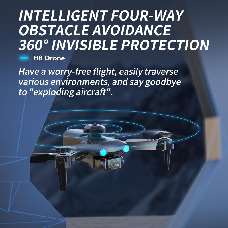 H8 Drone with brushless motor, optical flow, obstacle avoidance, remote control, and battery. Ideal outdoor flying toy gift