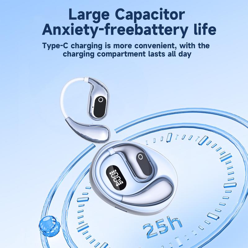 Open-ear Earbuds,Wireless Bluetooth Headset 5.4, Waterproof,48Hrs Playtime,On Ear Headphones Immersive Premium Sound Long Distance Connection Headset with Charging Case Audio Electronic