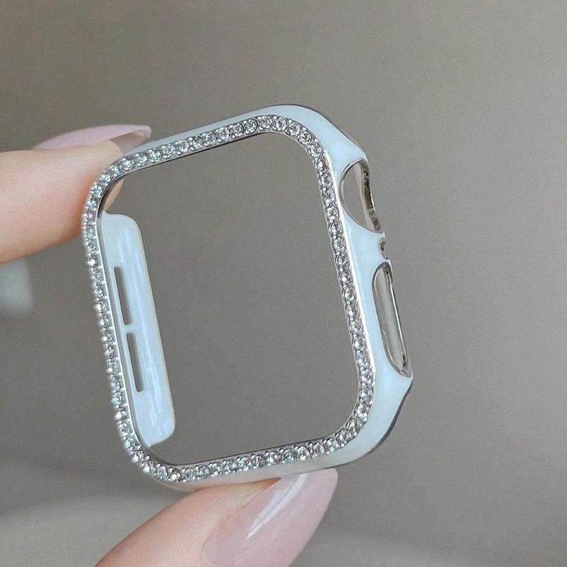 Rhinestone Decor Smart Watch Case, 1 Count Hollow Out Single Row Watch Case for Women & Men, Fashion Watch Case for iWatch Daily Commute To Outdoor Sports, Wearable Accessories