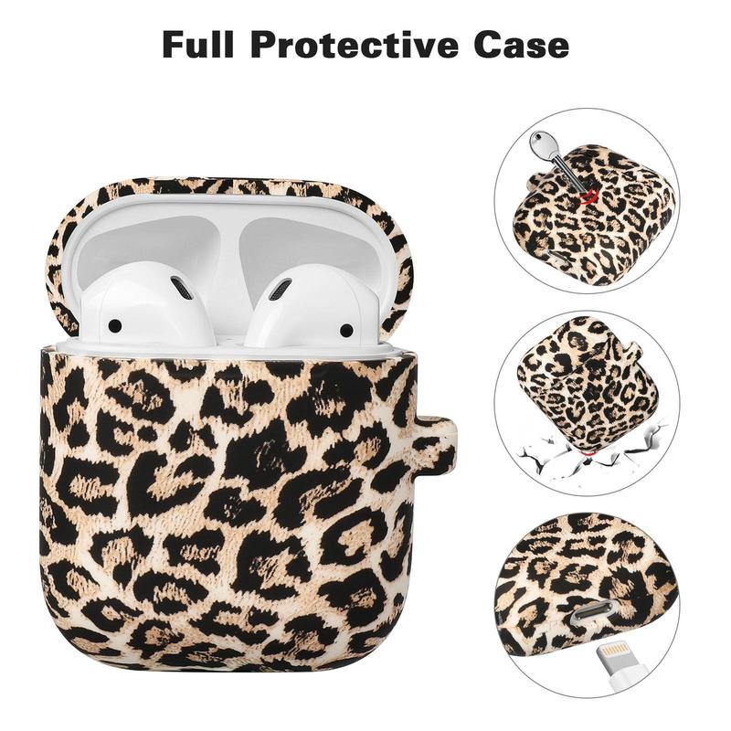 Animals Spots Pattern Earphone Case with Keychain, Soft Silicone Protective Case Cover, Cute Earphone Protector for AirPods 4 3 2 &1, Earbuds Case