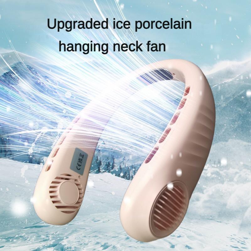 Portable Neck Cooling Fan, USB Rechargeable Neck Hanging Fan, Silent Noise Reduction Fan for Outdoor Sports Fitness Office Study Use