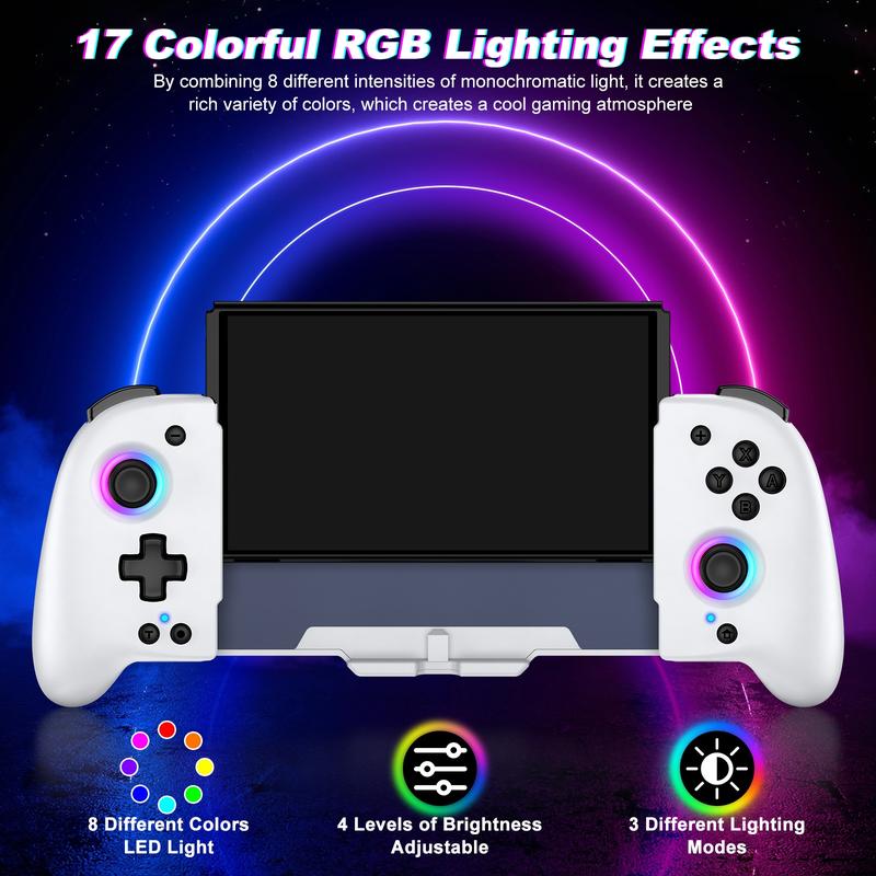 Switch Controllers for Switch OLED,Switch Wireless Pro Controller Joypad, Full-Size Ergonomic Handheld Mode Controller with Battery RGB Turbo Programming