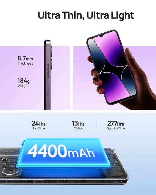 Note 16 Pro Unlocked Mobile NFC Phones (12GB+128GB) Android 13 50MP Camera Octa Core Smartphone  6.52”Screen, 4400mAh 4G Dual SIM Fingerprint Face ID GPS OTG, US Version- Blue