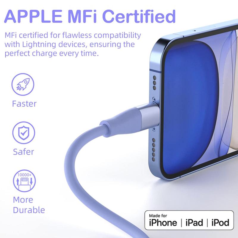 6FT [Apple MFi Certified] Type-C for Lightning Portable Charger Cable Charging Compatible with Apple Cell Phone iPhone 14 13 12 11 Pro Max XR XS X 8 7 6 Plus SE and More, Portable Smartphone Charger Cable