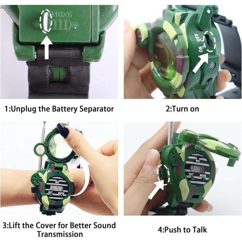 Talkies Watch, Spy Watch Army Toys for Kids Age 8-12, 7 in 1 Digital Watch Walkie Talkies, Two-Way Long Range Transceiver with Flashlight, Cool Spy Gadgets for Boy Girls