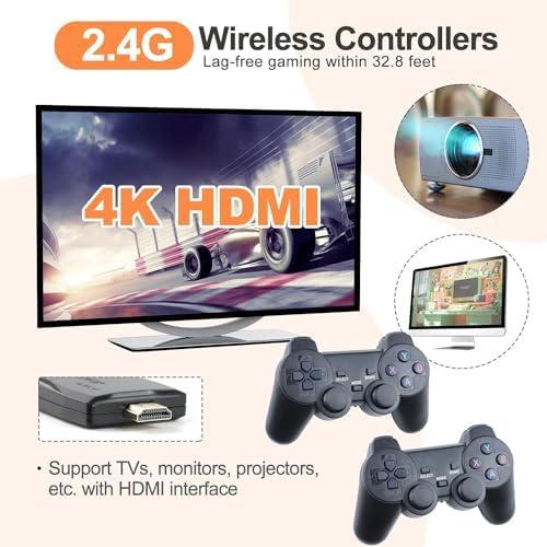 Black Friday M8 Game Console,Play GameStick,Nostalgia Stick Game with 9 Classic Emulators,4K Hdmi Output,TV Plug and Play VideoGame Double Stick,Built in 20000+ Games with Wireless Dual Controllers Tiktokshop Gamersupermario Family New Retro Video Games