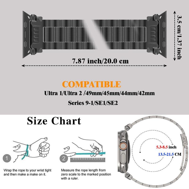 Caseultra Stainless Steel Watch Band (Band Only), Durable & Fashion Watch Band Compatible with iWatch Ultra2 1 Band 49mm 45mm 44mm 42mm, Series 9 8 SE2 7 6 SE 5 4 3 2 1