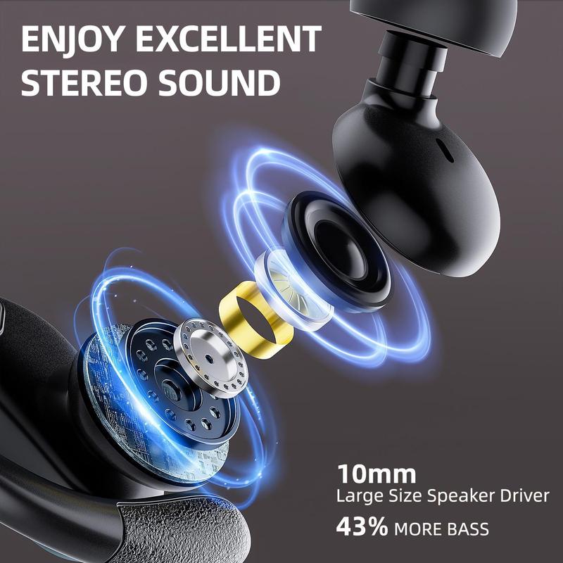 Wireless Earphone, Ear Hook Design Wireless Headset with LED Power Display, High Sound Quality Sports Wireless Earbuds, BT Headphones, Electronic Headphones Audio, Summer Gift, Stocking Fillers