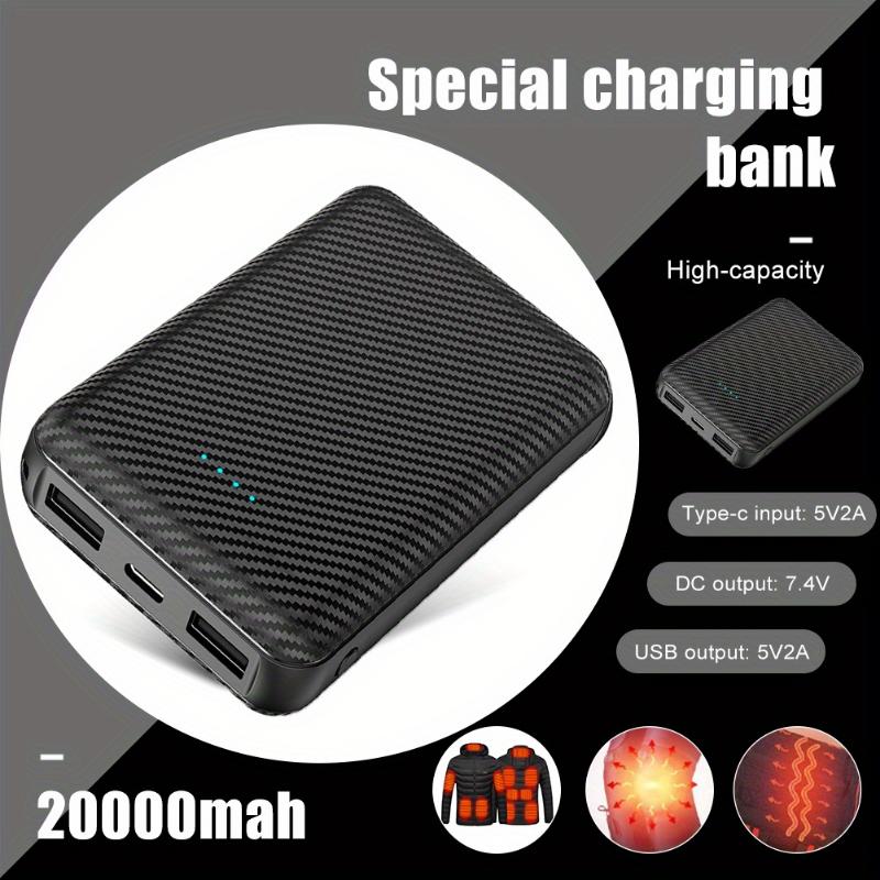 20000mAh Power Bank Heated Vest 5V 3A Output Power Bank Heated Jacket Battery Charger External Battery Winter Heated Scarf Socks Power Bank