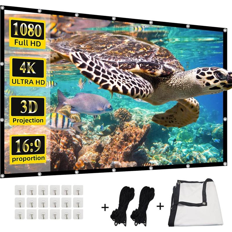 4K 16:9 HD Rear Front Projector Screen Anti-Crease Foldable Projection Screen Double-Sided Portable Outdoor Indoor Projector Screen Protection Folding