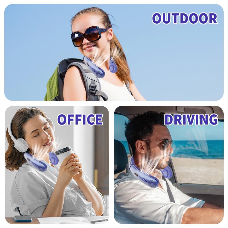 2024 Upgraded Portable Neck Fan - Bladeless, 360° Surround Airflow, Adjustable & Rotatable Wind Direction, USB Rechargeable, Wearable Cooling Device with 100 Speeds for Indoor Outdoor Use