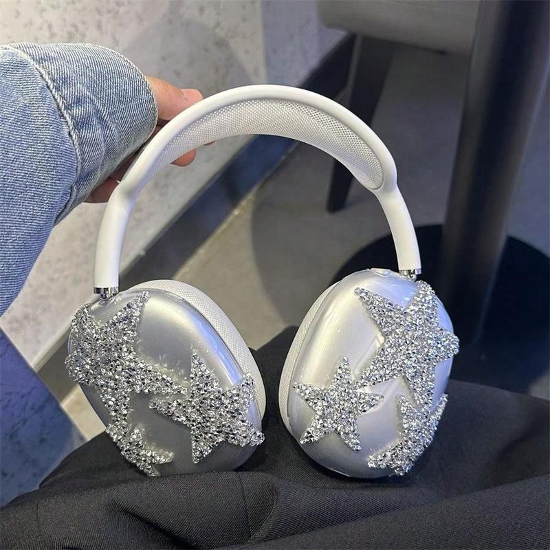 Fashion Y2k 1pc Sweet and Cool Silver Star Protective Case Compatible with Apple Airpods Max Headphone