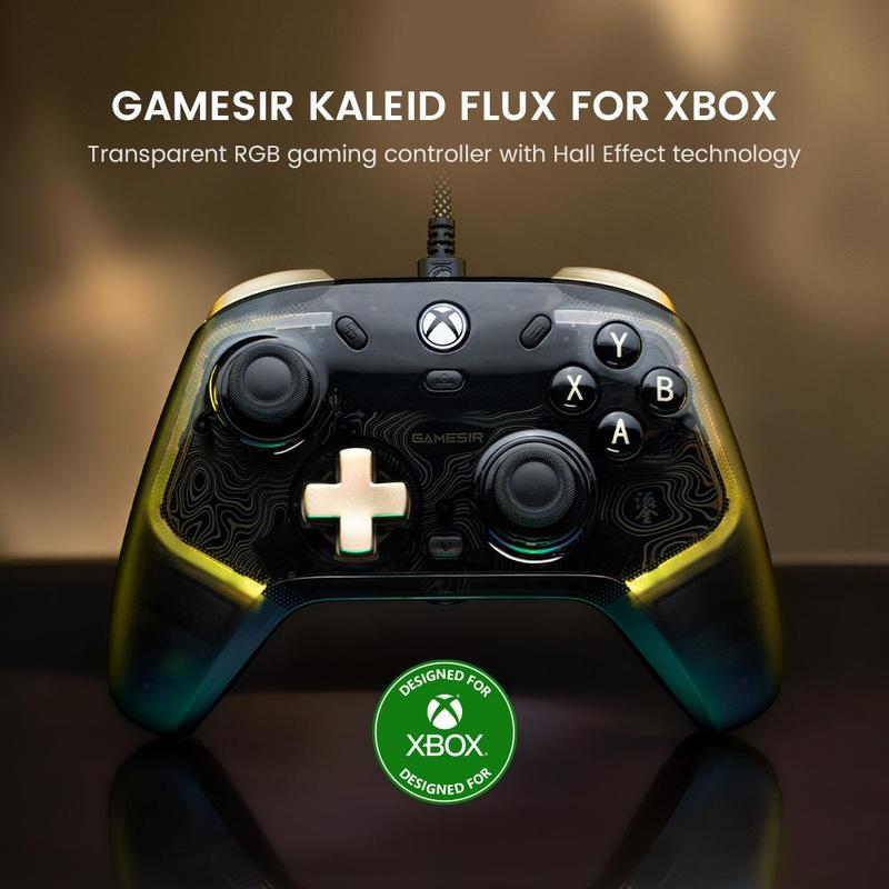 GameSir K1 Flux Enhanced Wired Controller, RGB Lighting & Hall Effect Joystick Controller, Compatible with Xbox Series X|S, Xbox One, Windows 10 11 PC, Gaming Room Supplies, Controller Accessories, Gaming Accessories