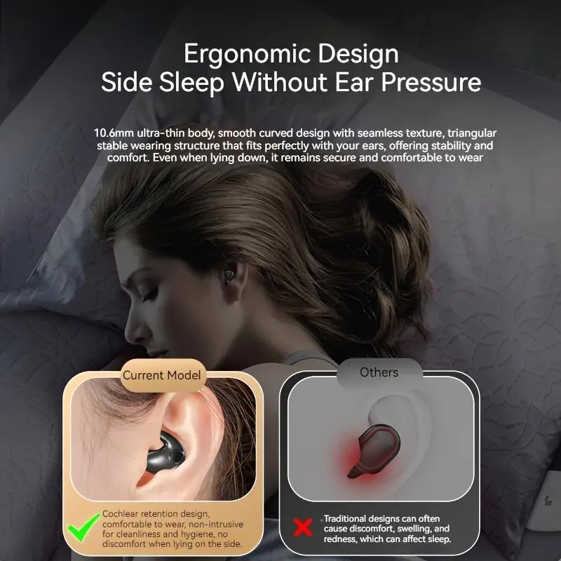 Wireless Headphones, Comfortable Micro-stealth Bluetooth-compatible Earphone, Mini Long-lasting High-definition Earbuds for Sleep, Ergonomic Gaming Headset, Wireless Earbuds for Running, Sports