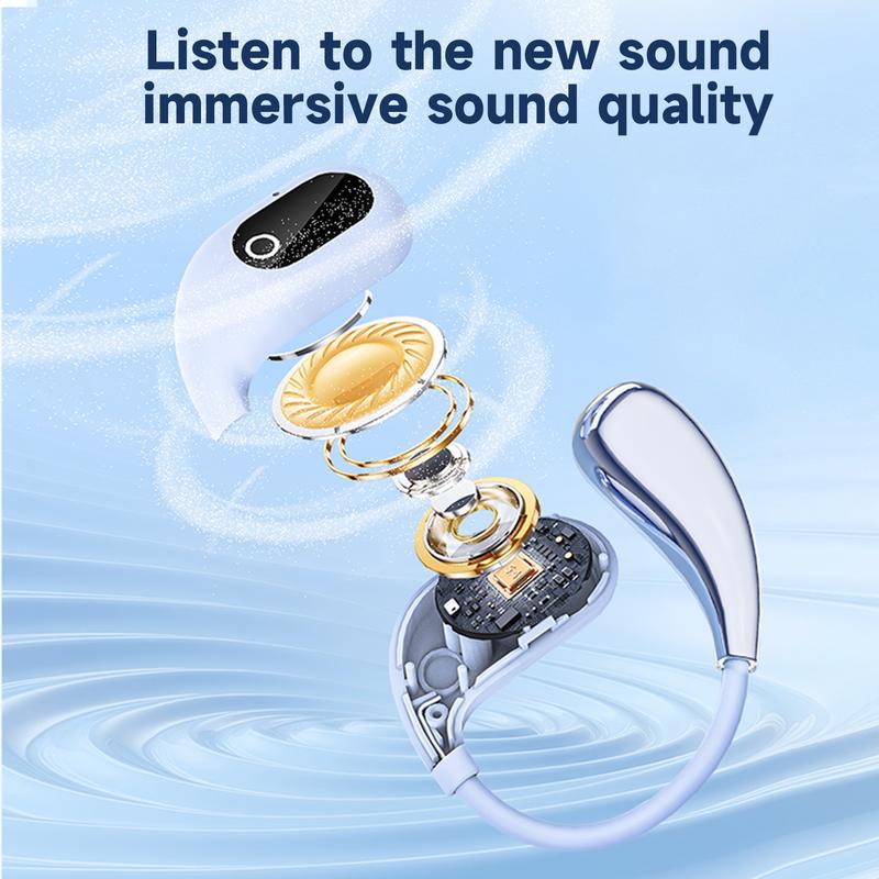 Open-ear Earbuds,Wireless Bluetooth Headset 5.4, Waterproof,48Hrs Playtime,On Ear Headphones Immersive Premium Sound Long Distance Connection Headset with Charging Case Audio Electronic