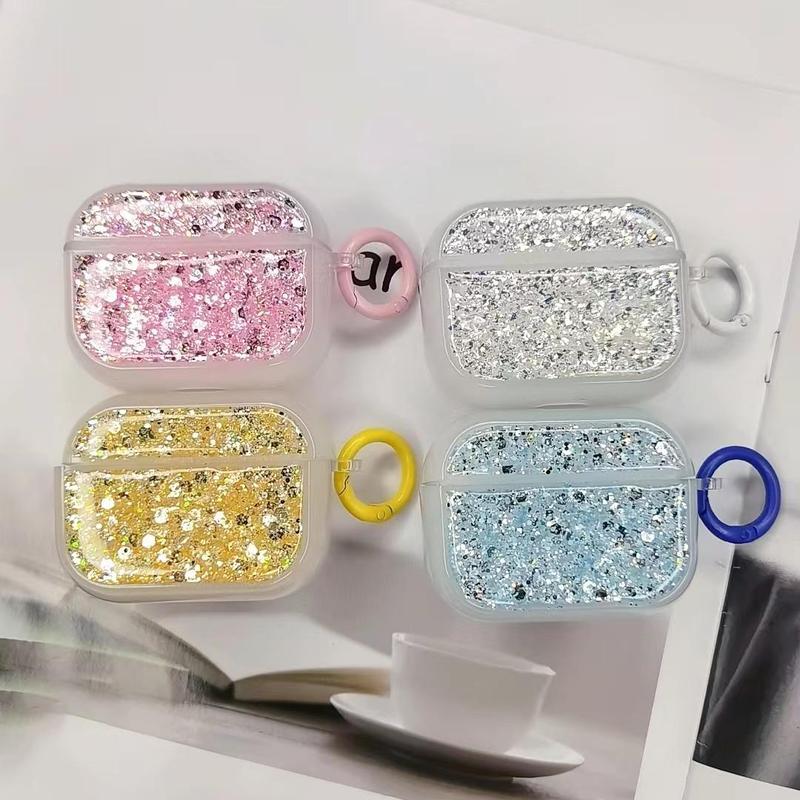 Glitter Earphone Case With Ring, 1 Count Fashionable Anti-fall Earphone Cover, Trendy Earphone Accessory, Gift For Friends