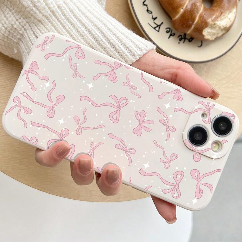 Bow Pattern Phone Case, Cute Phone Cover, Anti-drop Cellphone Protective Case, Total Protective Shockproof Mobile Phone Cover for iPhone 15 14 13 12 11 Pro Max