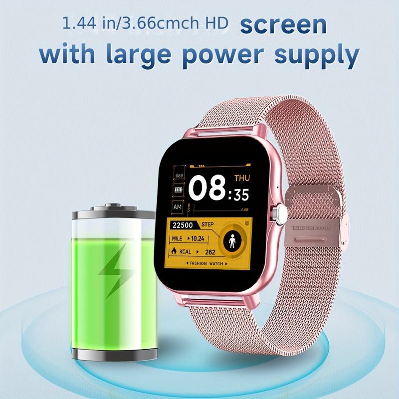 Stylish 1.44-Inch Smart Watch with Wireless Call, Multiple Sport Mode, Remind of Long-Time Sitting, Weather Forecast and Message Notification-Suitable for Android and iPhone, Perfect Gift for Unisex