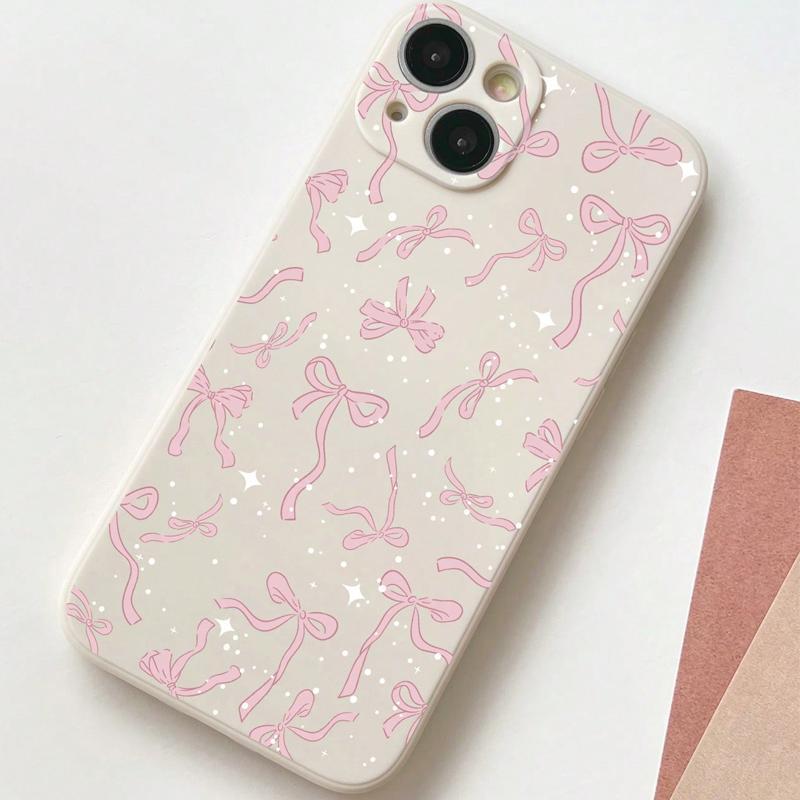 Bow Pattern Phone Case, Cute Phone Cover, Anti-drop Cellphone Protective Case, Total Protective Shockproof Mobile Phone Cover for iPhone 15 14 13 12 11 Pro Max