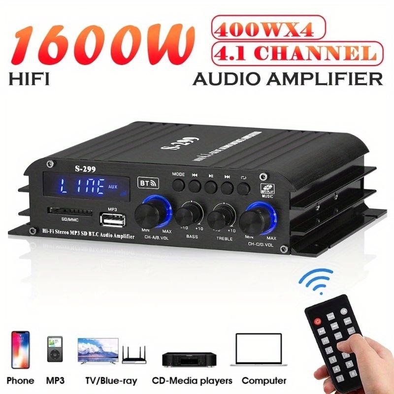 New Upgrade 4.1CH Mini Power Amplifier Audio Karaoke Home Theater Amplifiers Home Car Amplifier USB SD AUX Adapter Aluminum Noise Smartphone