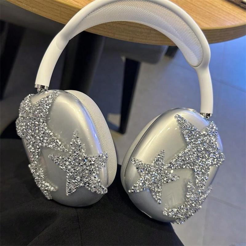 Fashion Y2k 1pc Sweet and Cool Silver Star Protective Case Compatible with Apple Airpods Max Headphone