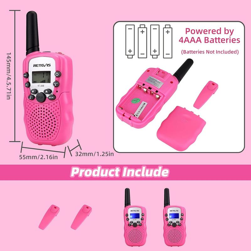 1 Pair Walkie Talkies for Kids, Kids Toys Long Range 2 Way Radio, Kids Walkie Talkie for Birthday Gifts Outdoor Camping Family Trip