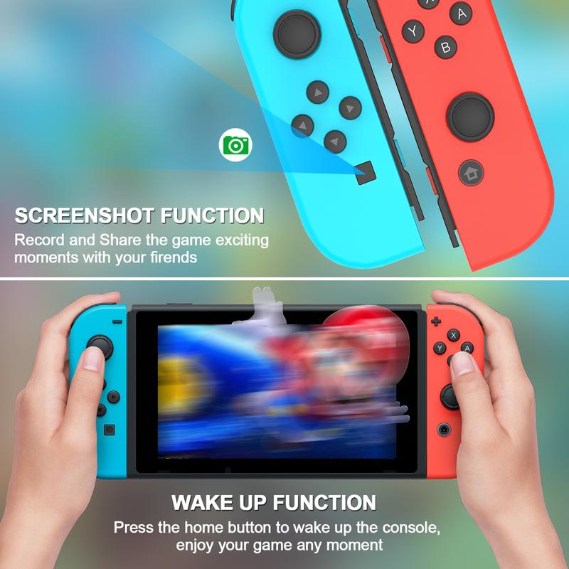 Switch Controller, Wireless Controller Replacement for Switch Joycons ,Left and Right Switch Joypad Controller Support Dual Vibration Wake-up Screenshot Motion Control,No NFC +