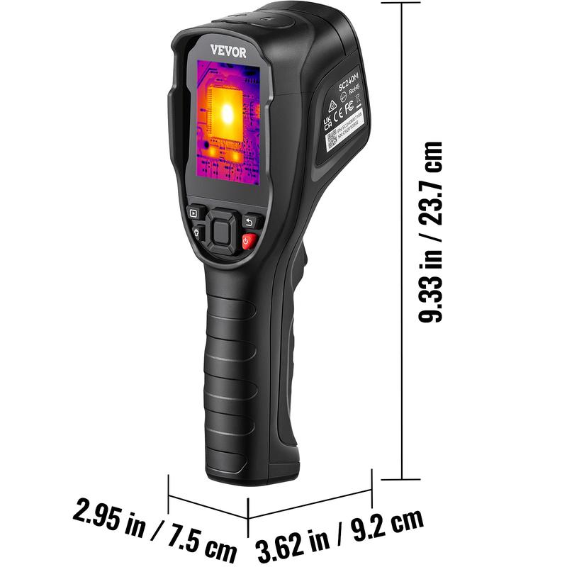 VEVOR Thermal Imaging Camera, 240x180 IR Resolution with 2MP Visual Camera, 20Hz Refresh Rate Infrared Camera with -4℉~1022℉ Temperature Range, 64G Built-in SD Card and Rechargeable Li-ion Battery Audio Cable