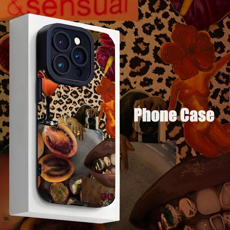 Fashion Leopard-Pattern Phone Case, Shockproof Phone Protective Cover, Phone Accessory Compatible with iPhone 11 12 13 14 15 16 Pro Max Pro Plus