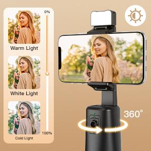 360° Rotating Auto Face Tracking Phone Holder,Auto Tracking Phone,No App Required,1 4-inch Interface,Stand Phone Camera Stand with Remote and Gesture Control,Rechargeable Smart Shooting Stand for Live Video Recording,Built-in Rechargeable Battery