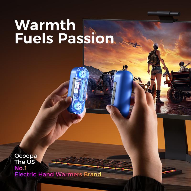 Ocoopa Hand Warmers-UT2s Gamerpro Series, Magnetic, Rechargeable, 7-Color RGB Lights, 4 Warm Settings, 18W Fast charging, 10,000mAh Capacity, Portable & Lightweight, for E-gamers, High-tech Gifts