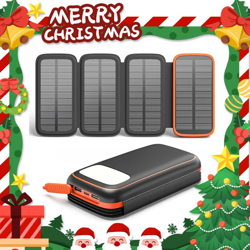 Solar Charger Power Bank, 27000mAh USB C Solar Phone Charger with 3 USB Outputs with 4 Foldable Solar Panels Battery Pack Charger Compatible with Most Smart Phone