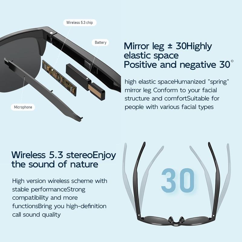 Smart Glasses, Wireless Headphone Smart Glasses for Listening To Music & Calling, Bluetooth for Creative Sports Smart Glasses, christmas gift ideas Black Friday Deals tiktok shop store