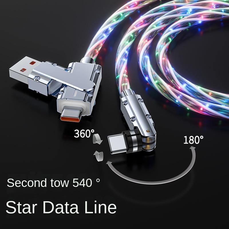 100W USB Type-C to Type-C Digital Display Fast Charging Data Cable, Colorful Data Cable with 540-Degree Rotation, Suitable for iPhone 15