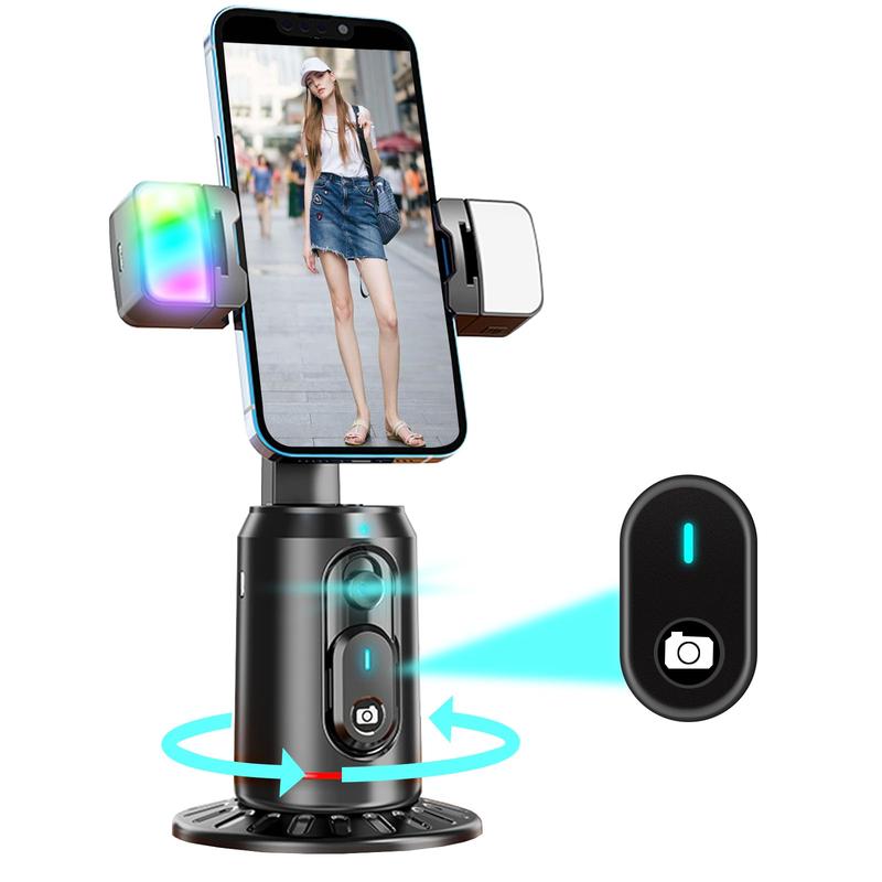 Anti-shake 360° Rotatable Selfie Stick, AI Face Tracking Phone Holder with Dual Selfie Light, Selfie Stick for Live Streaming, Vlogging, Video Recording