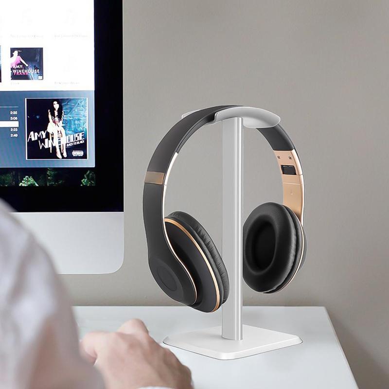 Headphone Stand, Gaming Headset Holder with Aluminum Supporting Bar, Anti-slip Earphone Stand for All Headphones